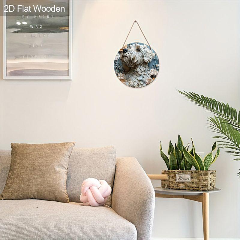2D flat hanging decorative signs,interior wall or door decoration,garden decoration,the pattern is a cute dog,a housewarming gift for friends