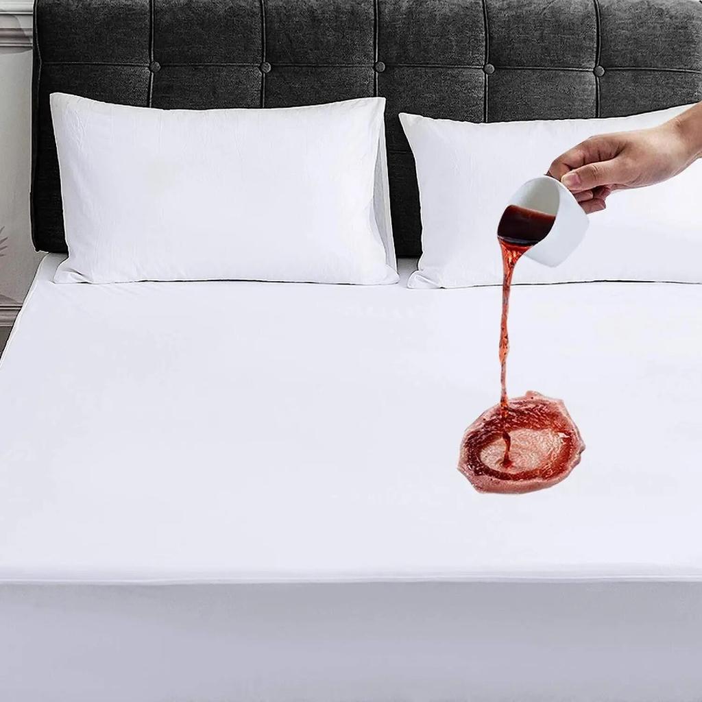 Bílý voděodolný chránič matrace Měkký bavlněný froté potah na postel 160x200 200x200 Jednolůžko Plná velikost Queen Size King Size Potah na matraci