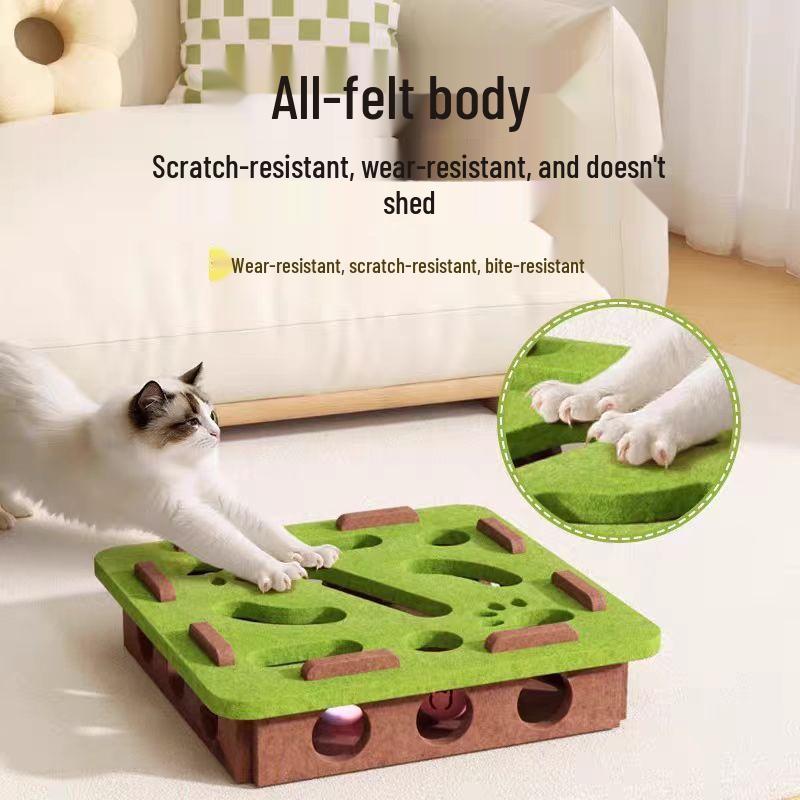 Cat Puzzle Toy - Self-Play Boredom Buster for Kittens with Maze, Digging Holes, and Bell Ball