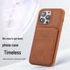iPhone 17 Leather Magnetic Stand Case with Card Slot