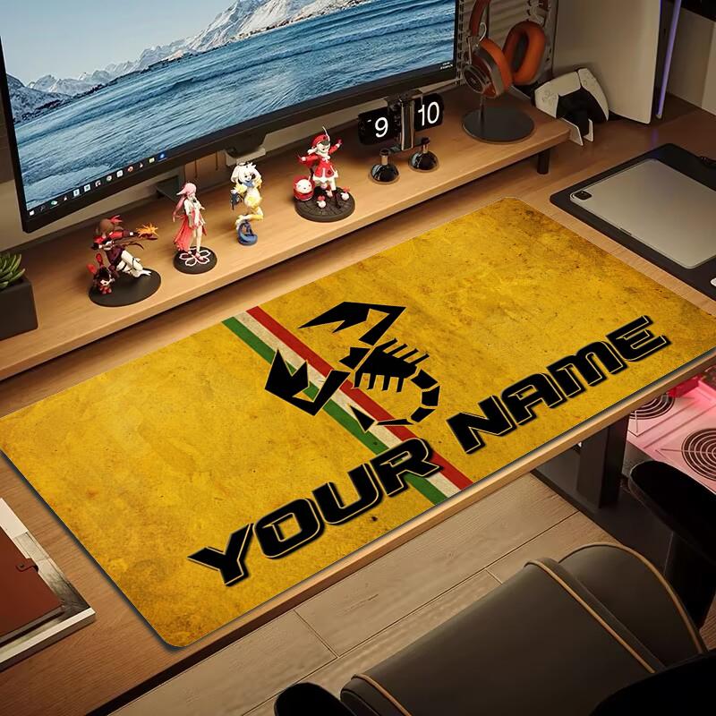 Custom Name Abarth Mouse Pad Large Gaming Table Cushion Non-slip Laptop Tablet Big Mousepad XXL Mat Mini PC Playmat With Lock edge