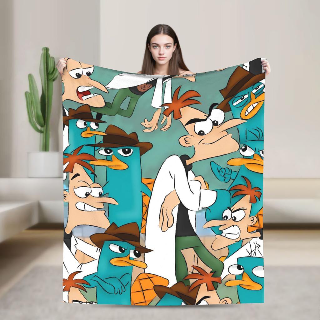 Perry the Platypus Warm Blankets Boy Girl Plush Throw Blanket Fashion Home Decor Flannel Bedspread Sofa Bed Cover