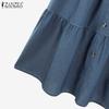 ZANZEA Women Casual Elastic Waist Loose Long Skirts