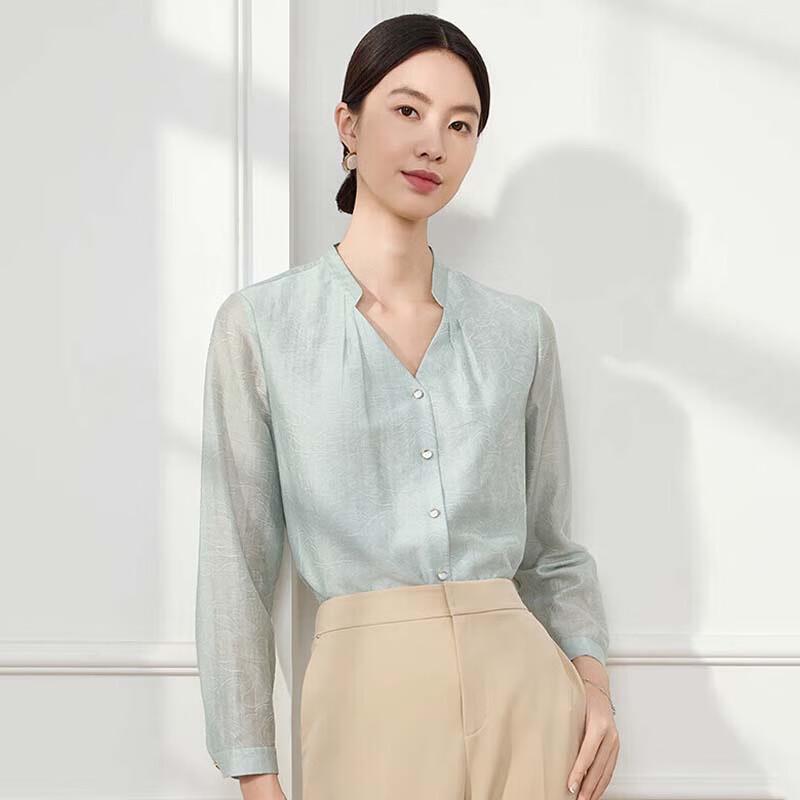 JESSIE Women s V-Neck Long Sleeve Commuter Shirt L