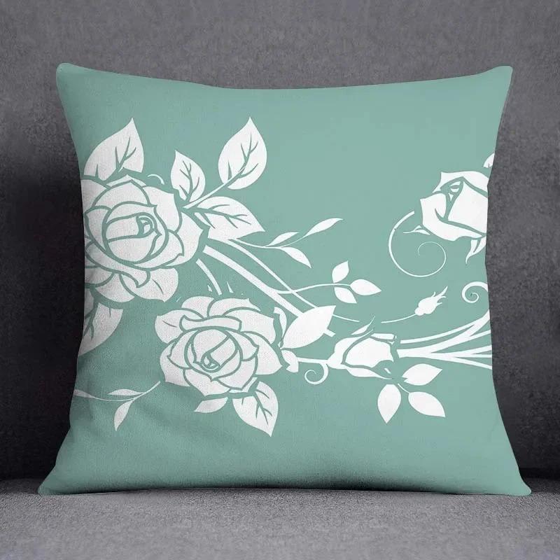 Office Living Room Home Pillowcase Geometric Dark Green Leaf Pillowcase Car Ornaments