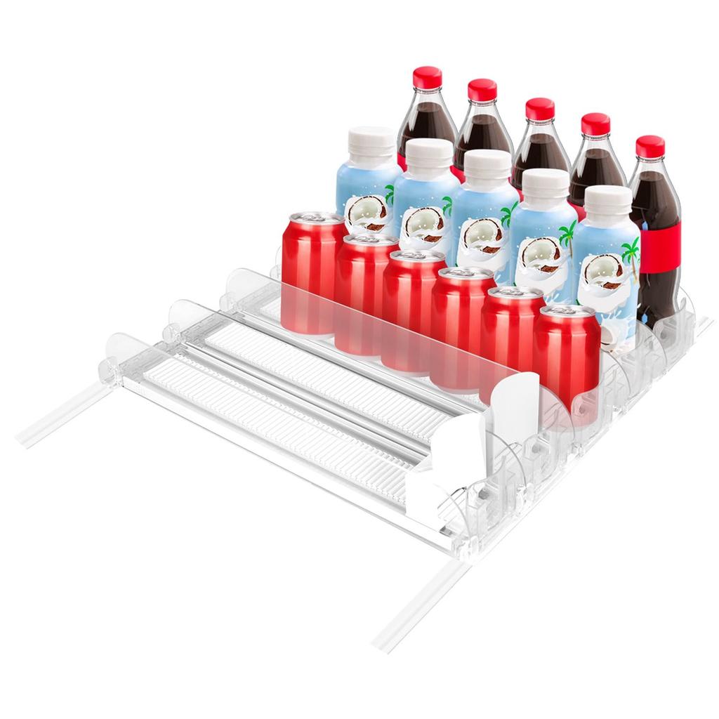Für Getränke-Organizer für den Kühlschrank Federbelasteter Getränke-Spender Breitenverstellbarer Getränkehalter mit automatischem Schieber Gleitend 5 Reihen