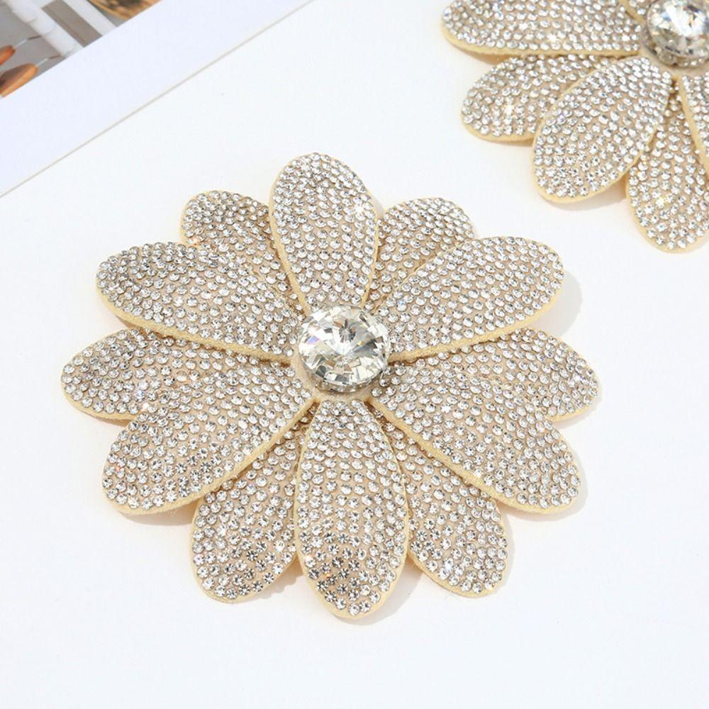 Clothing Embellishment Rhinestone Flower Patches Sew-On Applique for Dress Decoration