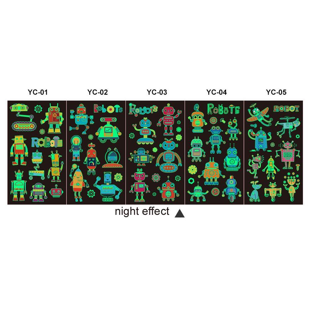 5 Sheets/Set Children Luminous Tattoo Stickers Face Arm Leg Waterproof Temporary Tattoos for Kids Toys Gift