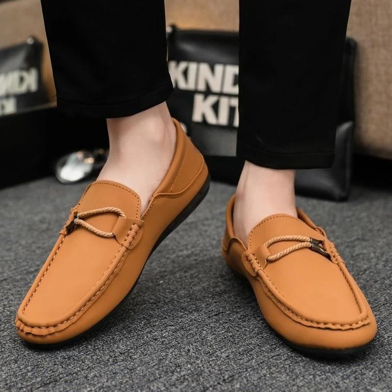 Fashion Round Toe Flat Male Casual Shoe Non Slip Footwear Offer Fashion 2025 In Promotion High Quality Trend Social Men's Leather Shoes