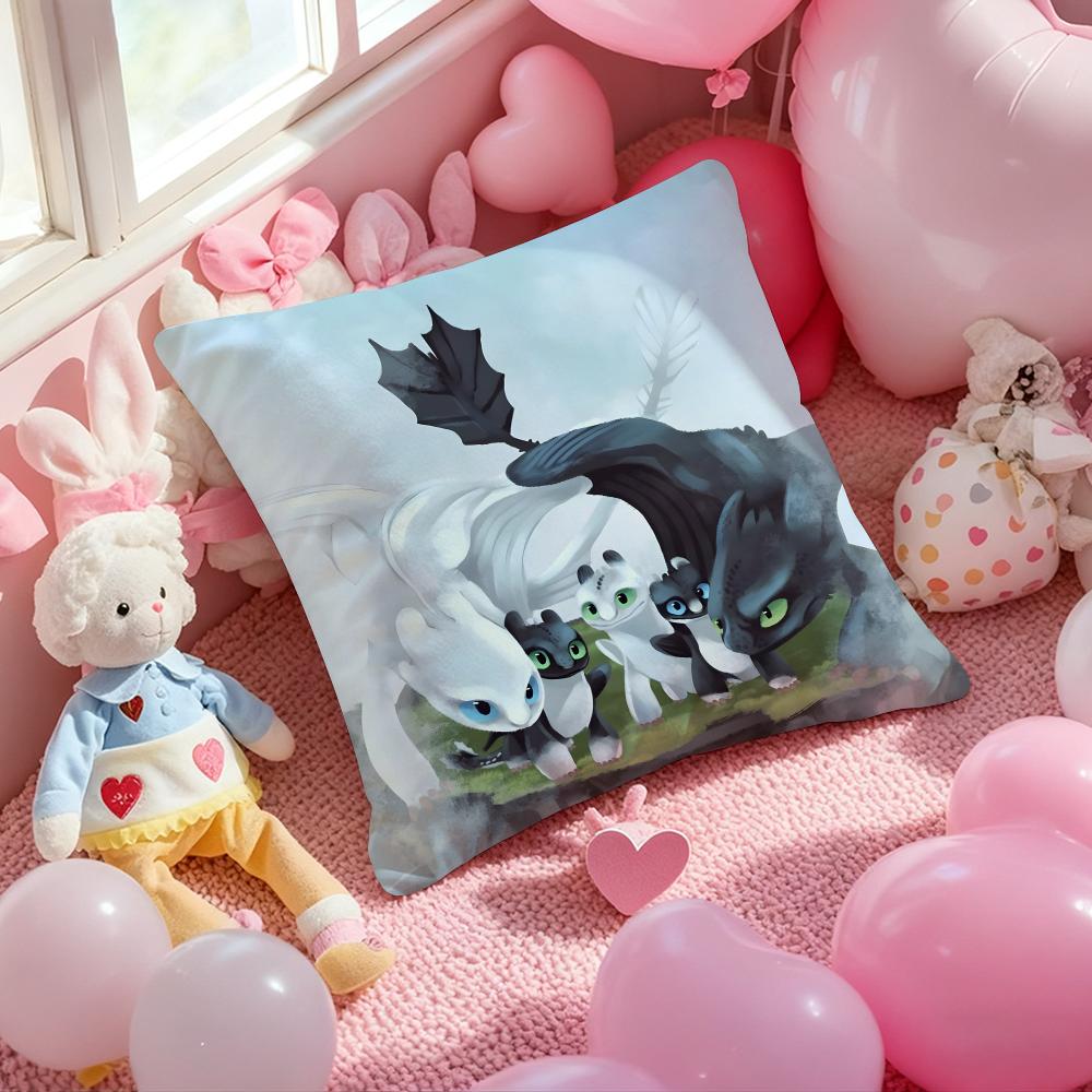 Black and White Dragon Love Heart Cushion Cover Pattern Printed Pillowcase for Living Room Sofa Cushion Cover & Bedroom Decor