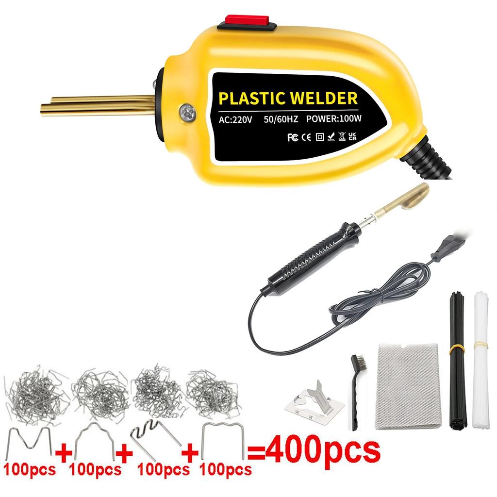 Plastic Welder 100W Heat Gun 400pcs Hot Staplers Plastic Welding Machine Bumper Soldering Iron Staples Car Repair Tools Kit