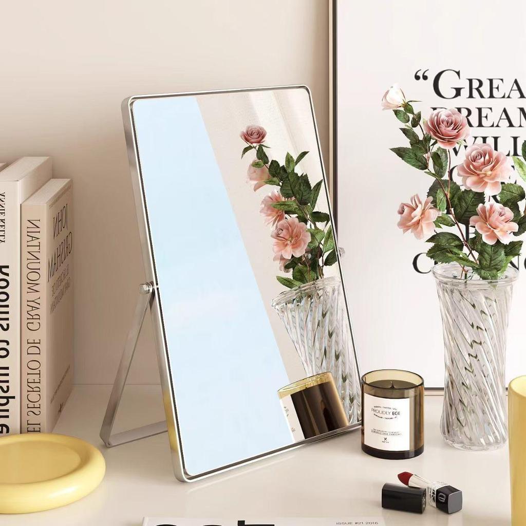 Espejo de Tocador Cuadrado Grande Retro de Hierro Forjado - Acabado Plateado