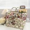Multipurpose Floral Storage Basket Foldable Cloth Hamper Fabric Storage Basket for Bedroom Bathroom Organization