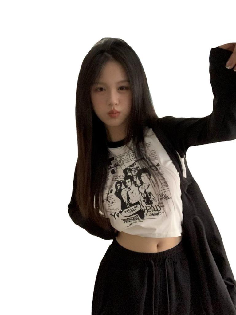 Women's Slim Fit Retro Color Block Long Sleeve T-Shirt