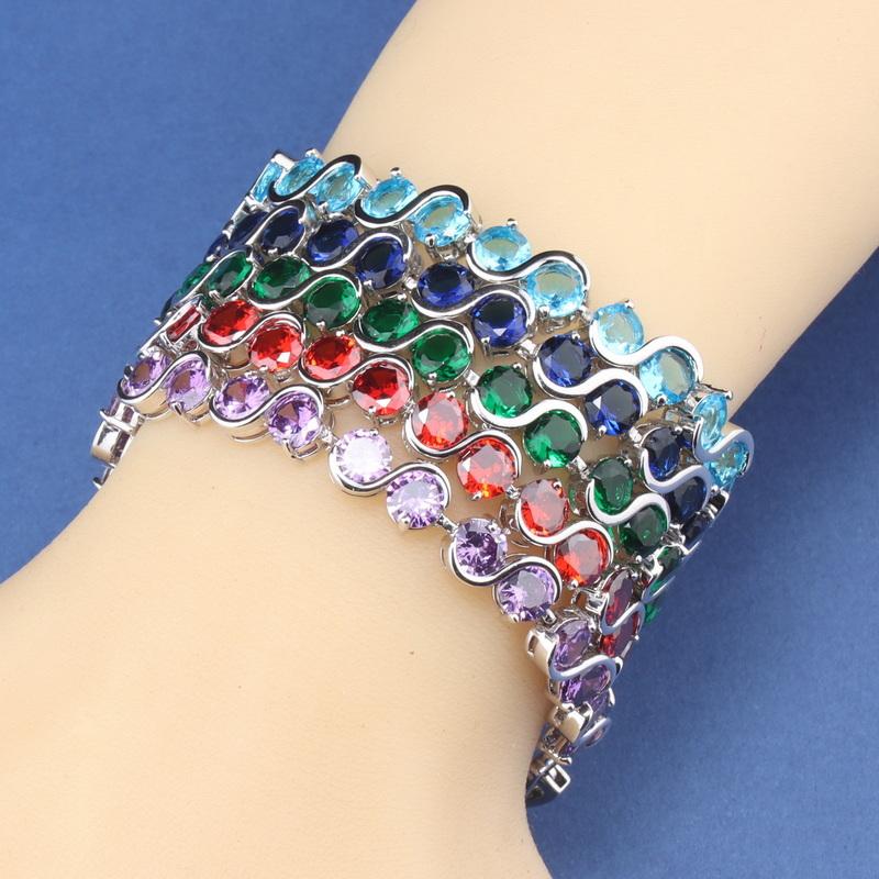 Original Feiner Schmuck & Accessoire 10-Farben Zirkon Italienisches Charm-Armband für Frauen/Mädchen Mode Geschenk