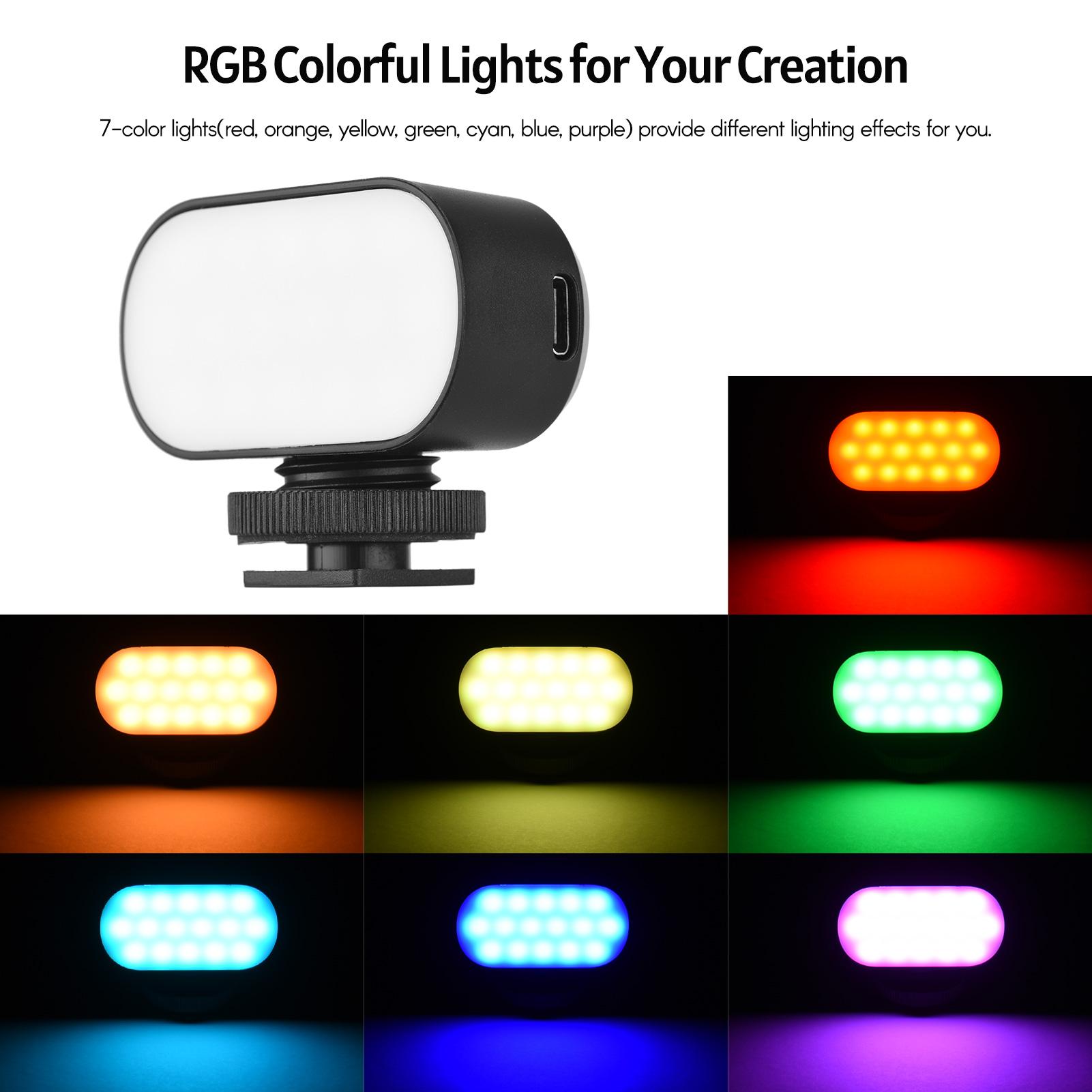 Andoer ST15RGB Мини-светодиодная видеолампа RGB Vlog заполняющая лампа 7 цветных ламп — фото 9