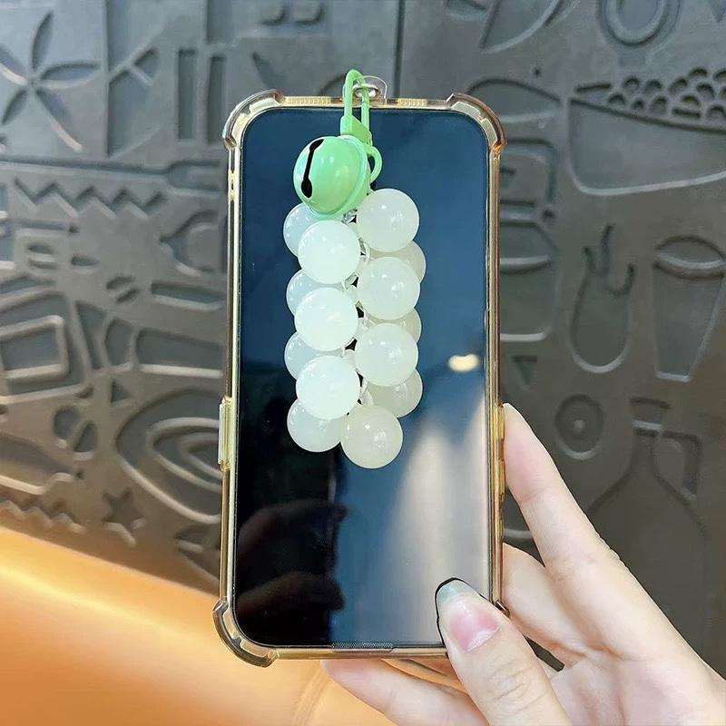 WTEMPO UV Color Changing Grape Keychains Bags Charm Keychain Cute Keychains Car Decor Fruit Purse Charm Personalizing Accessories