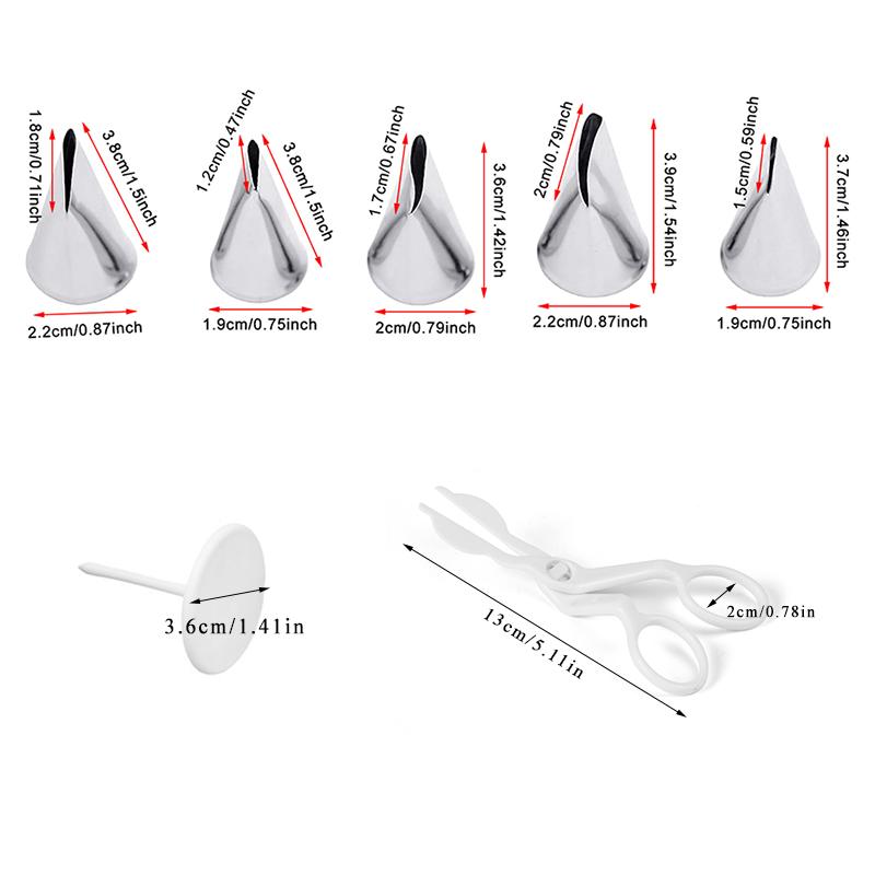6pcs Fondant Rose Nozzle Tips Set Cream Icing Piping Fondant Rose Nozzle Pastry Tools Fondant Decorating Tools
