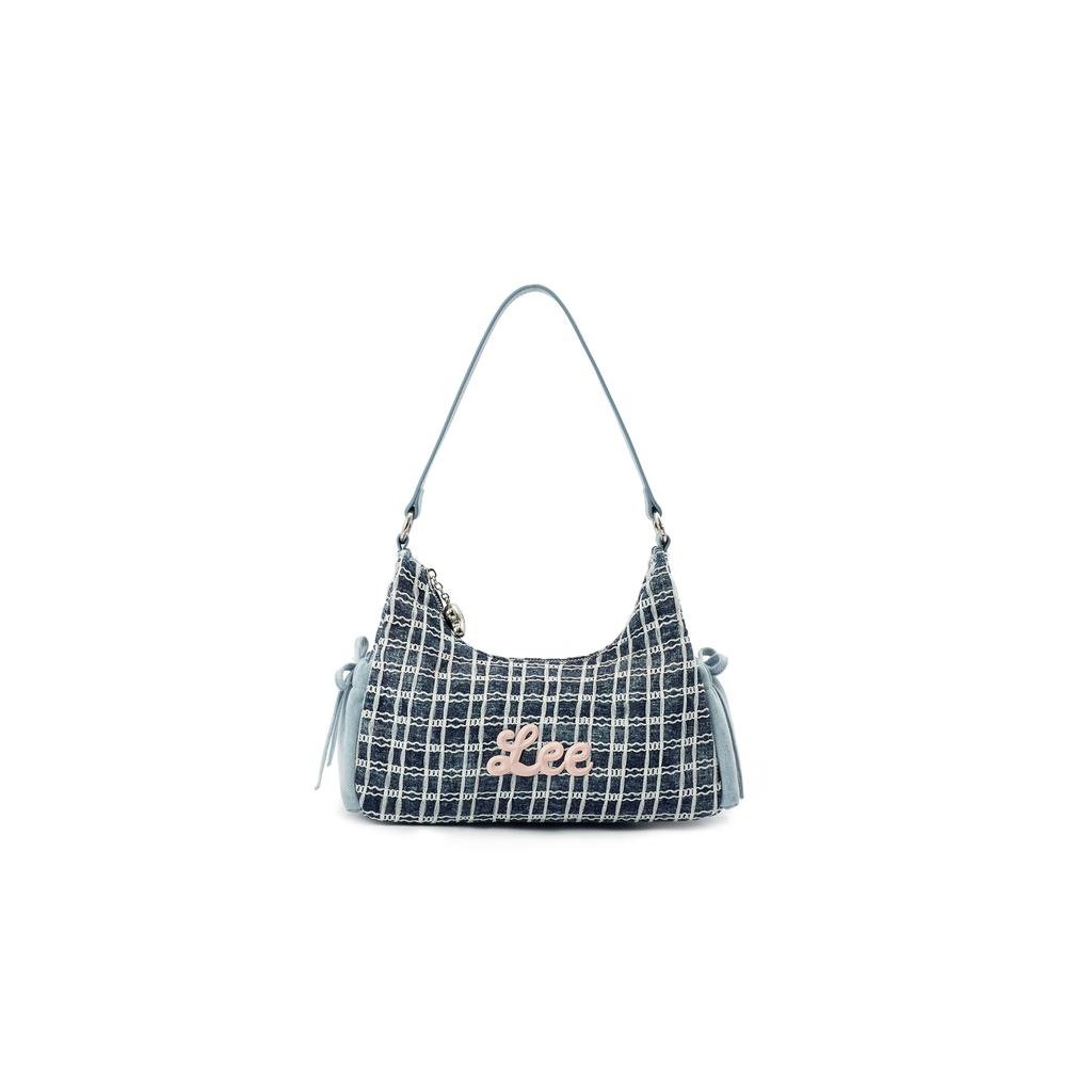 New Lee Fabric Shoulder Bag Women's Dark Blue White Plaid LE250033M-539
