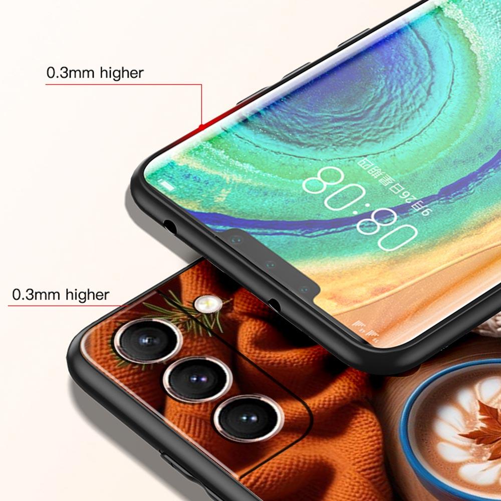 Pumpkin Autumn Leaves Coffee Phone Case for Samsung Galaxy S26 S25 S24 S23 S22 S20 S21 FE Ultra S25 Edge Plus 5G Soft TPU Cover