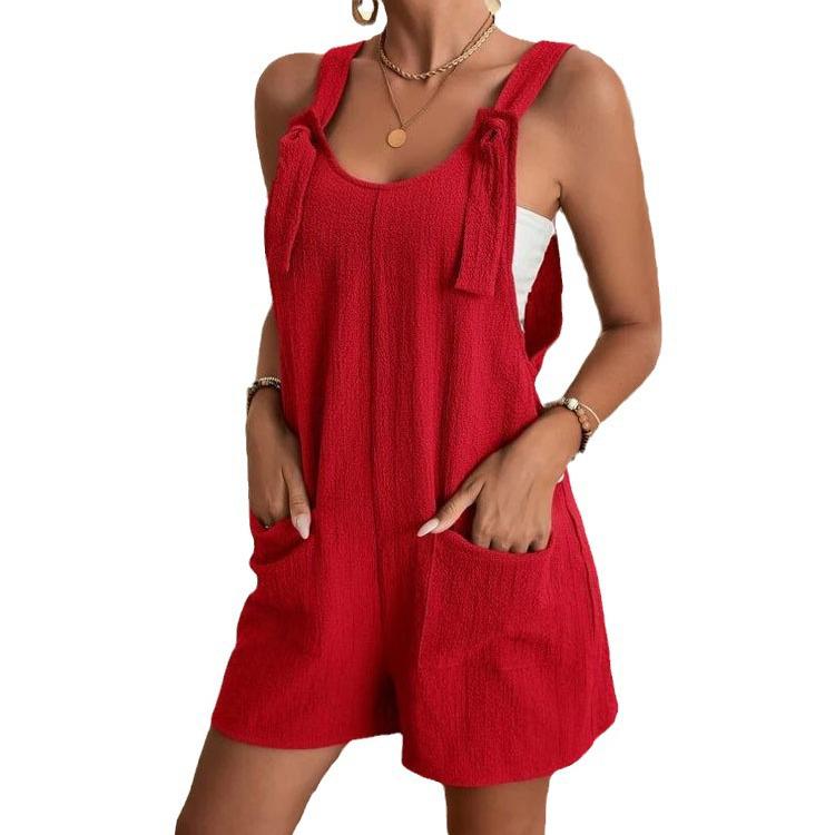 European American Women's Summer Casual Fashion Camisole and Shorts Jumpsuit Overalls 2026.