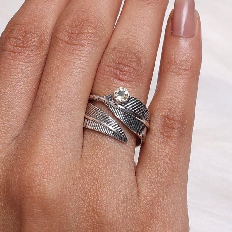 Green Amethyst Round Gemstone Handmade Designer Ring, Leaf Ring, Birthday Anniversary Gift, Unique Gift, 925 Sterling Silver