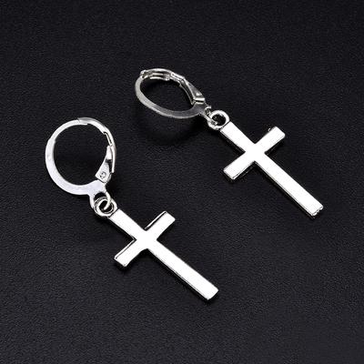 Fashion Men Women Metal Hoop Cross Drop Dangle Ear Studs Earrings Party Punk Earring Zircon Long Earrings