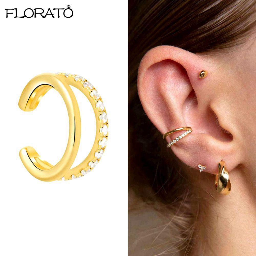 

1PCS Double Hoop Earring with Chain 925 Silver Ear Needle Crystal Huggie Earrings Party Jewelry Piercing Earlobe Hoops