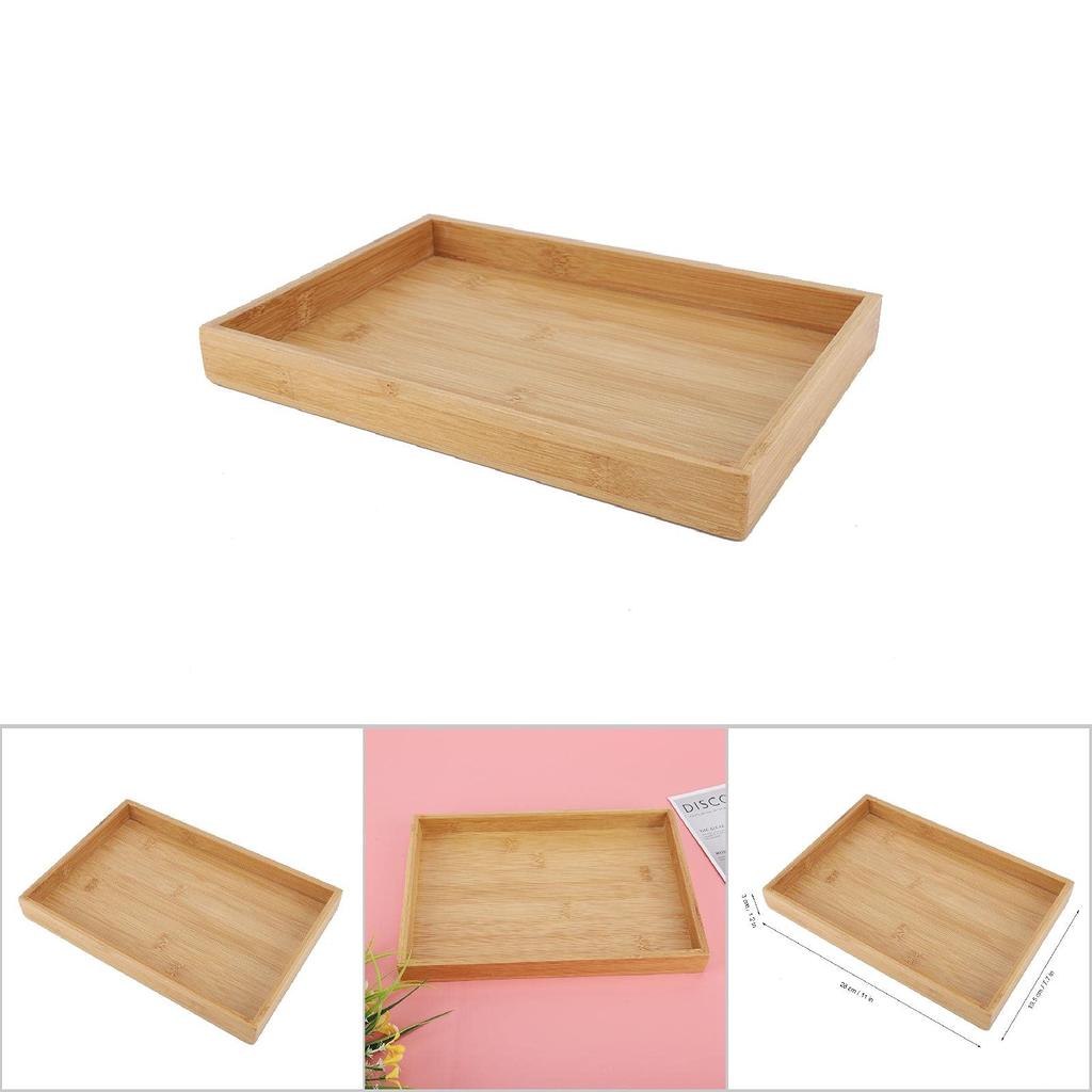 Wooden Tea Serving Tray, Rectangular Japanese-Style Serving Wooden Tray Food Storage Plate Serving Platter Rattan Basket Tray Table Tray for