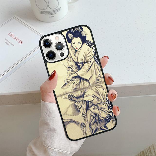 

Japanese Geisha Phone Case For iPhone 17 Air 14 15 16 13 12 Cover For Apple 14 15 16 Pro Max 6S Plus Coque iPhone 17pro max