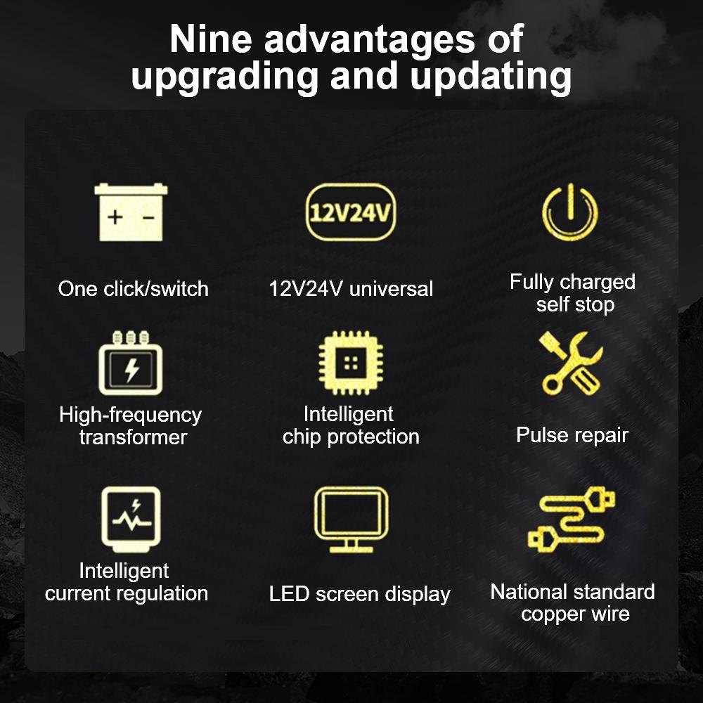 300AH 220W For Wet Dry Lead Acid LCD Display Full Automatic Car Battery Charger Intelligent Pulse Repair Battery Charger EU Plug