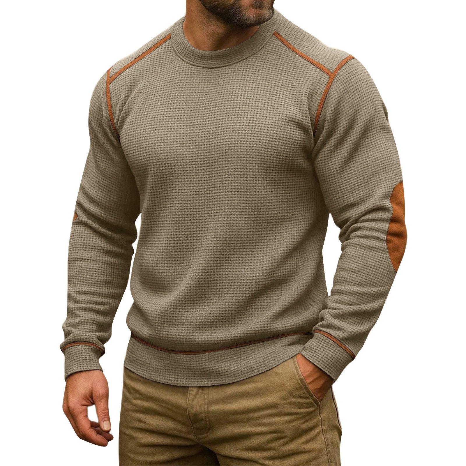 

Men s Solid Color Round Neck Long Sleeve Tops Men s Sports Large Size Casual Round Neck Tops L хаки
