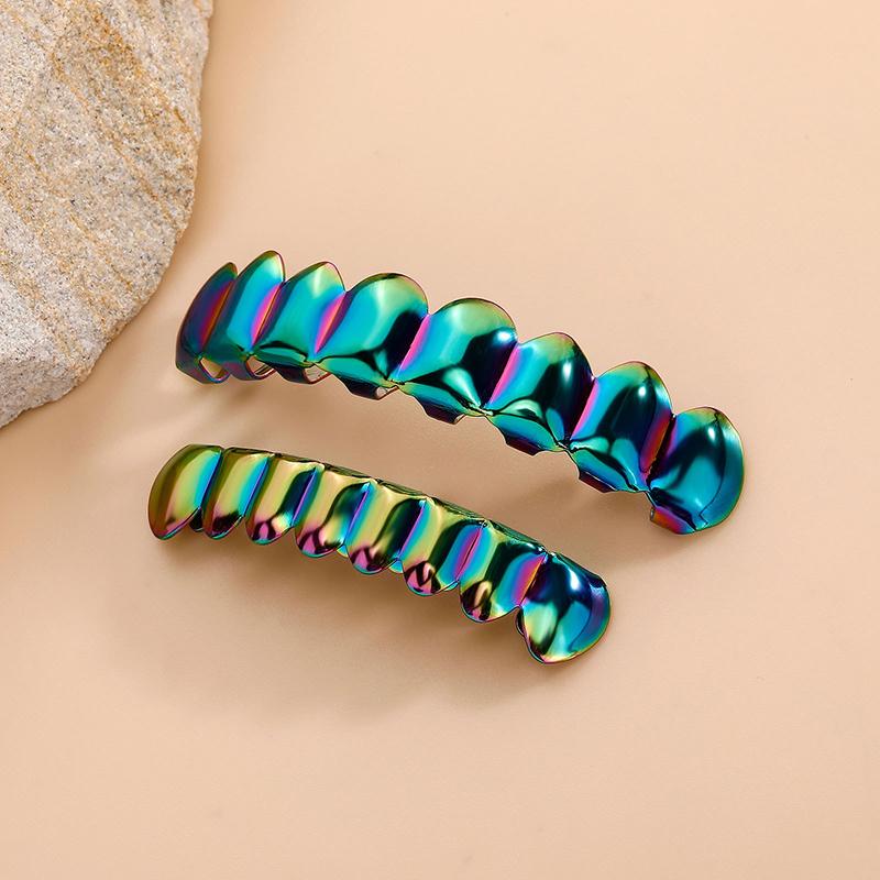 Blues Brass Rainbow Color 8 Top 8 Bottom Teeth Grillz Unisex for American Hip Hop Halloween Party Gift