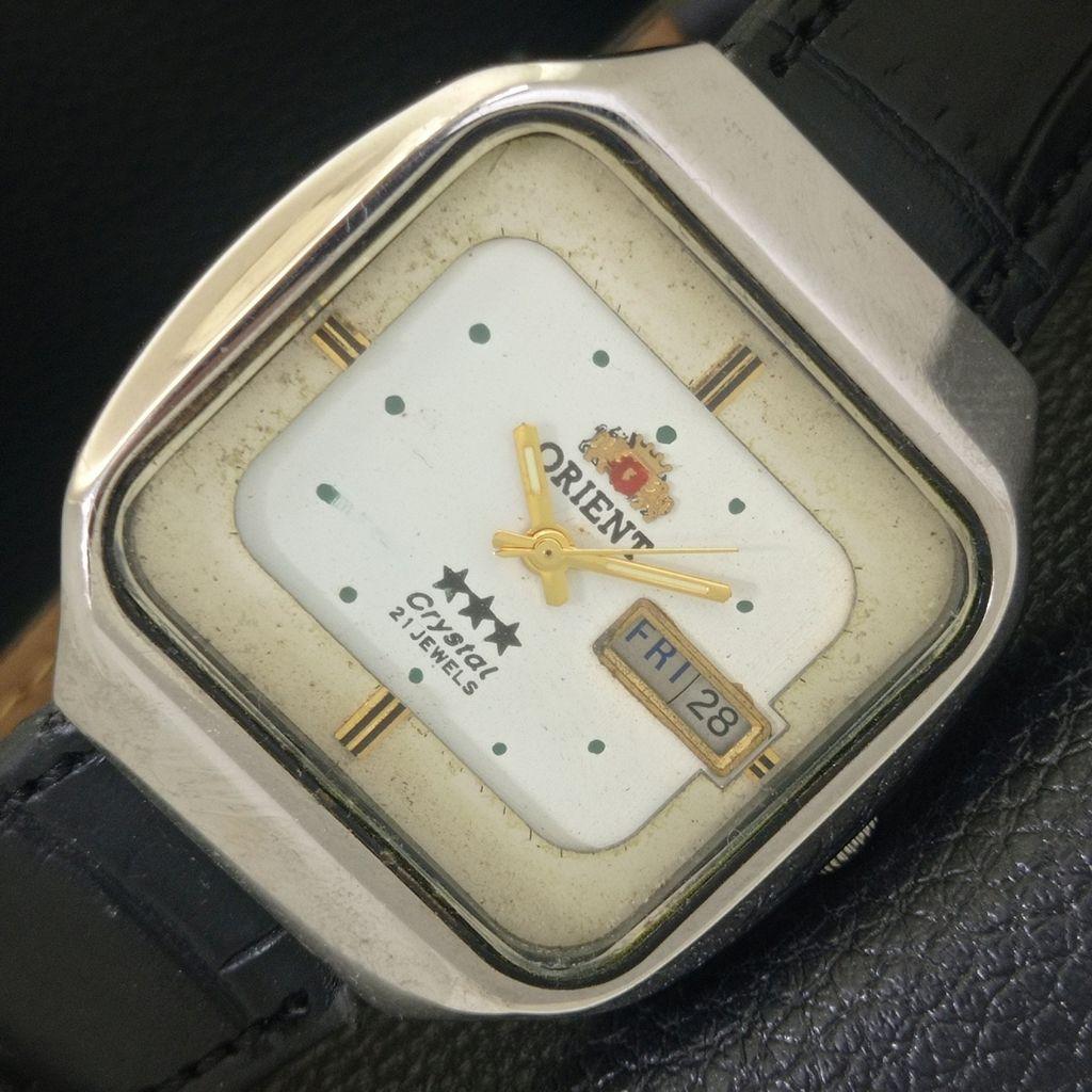 

ЯПОНИЯ ВИНТАЖ ORIENT CRYSTAL АВТОМАТИЧЕСКИЕ 46941 МУЖСКИЕ ЧАСЫ С БЕЛЫМ ЦИФЕРБЛАТОМ a703423-1 R213c-a703423