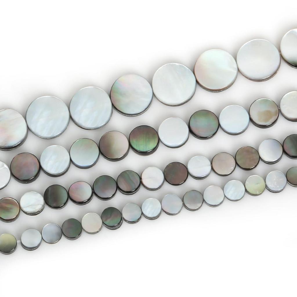 Cuentas de disco de nácar negro Natural, tamaño a elegir, 39cm, para fabricación de joyería, pulsera, collar, pendiente