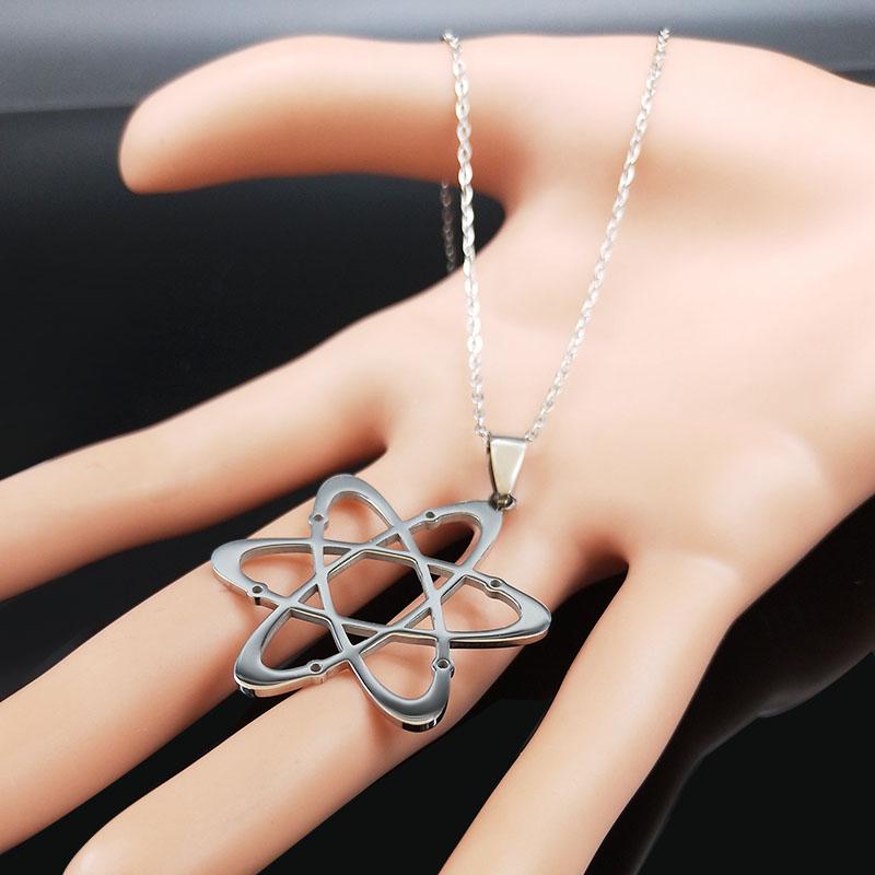 Kohlenstoffatom Physik Chemie Anhänger Halskette für Damen Herren Edelstahl Wissenschaft Chemische Kette Schmuck collares N612S02