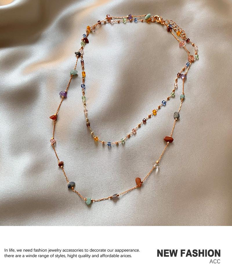 Dopamine Colorful Pebble Necklace: Women's Sweet Layered Clavicle Chain, Versatile Temperament Jewelry