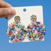 Bohemian Bunte Runde Kristallperlen Ohrhänger für Damen Handgefertigte Geometrische Ohrringe Sommer Party Schmuck Geschenk