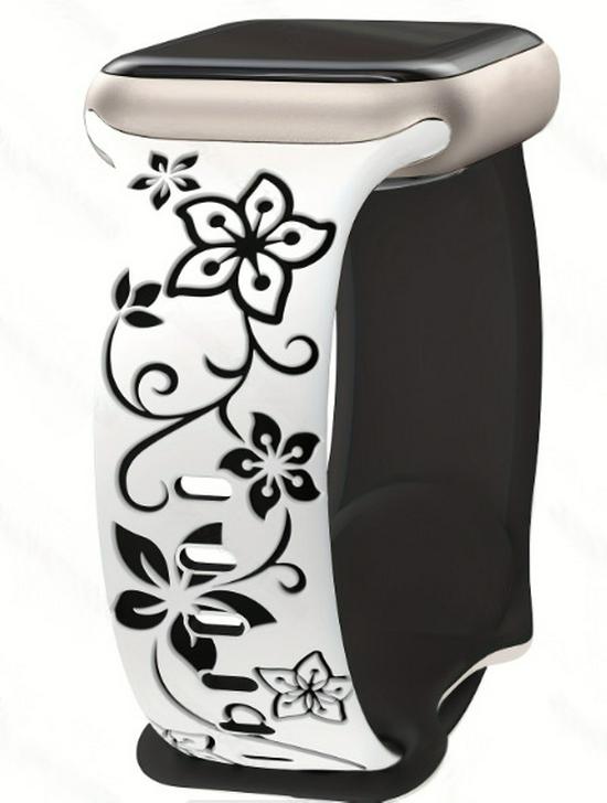 

Compatible Apple Floral Engraved Silicone Watch Band for iWatch 38/40/41 mm