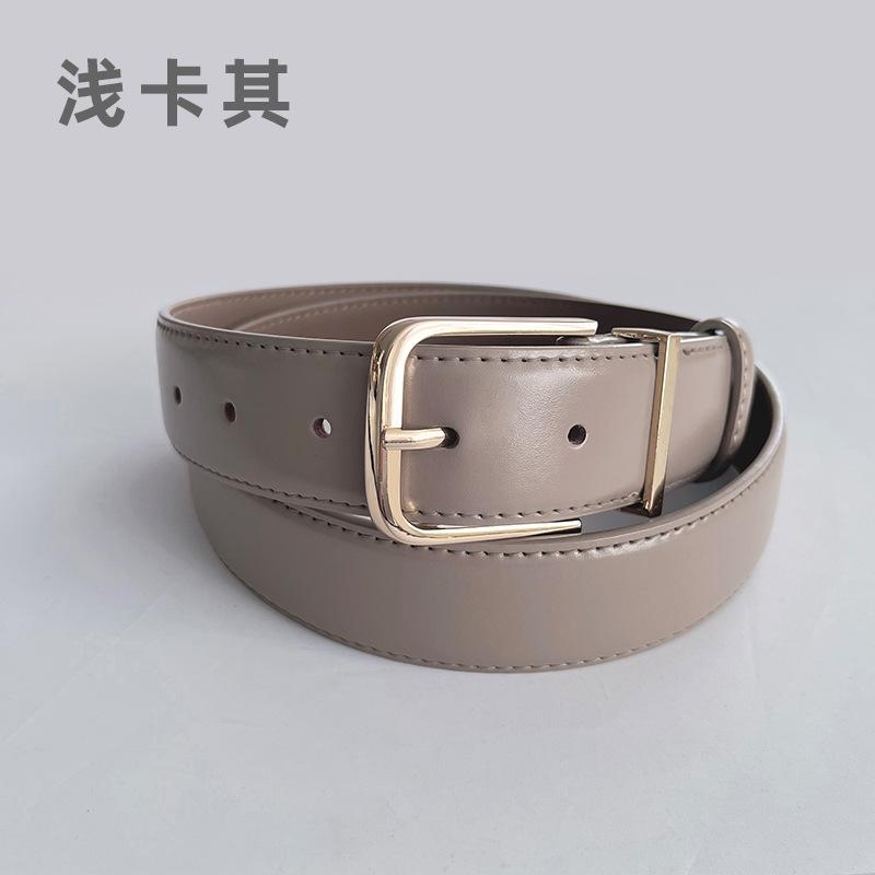 

Женский ремень из коровьей кожи с повседневными брюками и джинсами, женский ремень с пряжкой, ширина 3,3 см 105cm легкие хаки