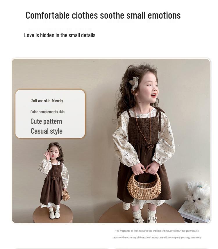 Frühling & Herbst 2025 Mädchen Blumen-Prinzessinnenkleid-Set