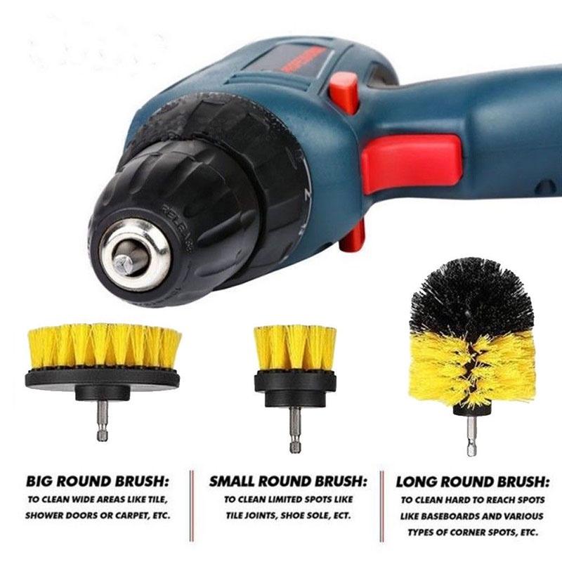 Premium 360 Grad Turbo Power Scrub Badezimmer Bodenfliesen Reinigungsbürsten-Set für Bohrer-Set