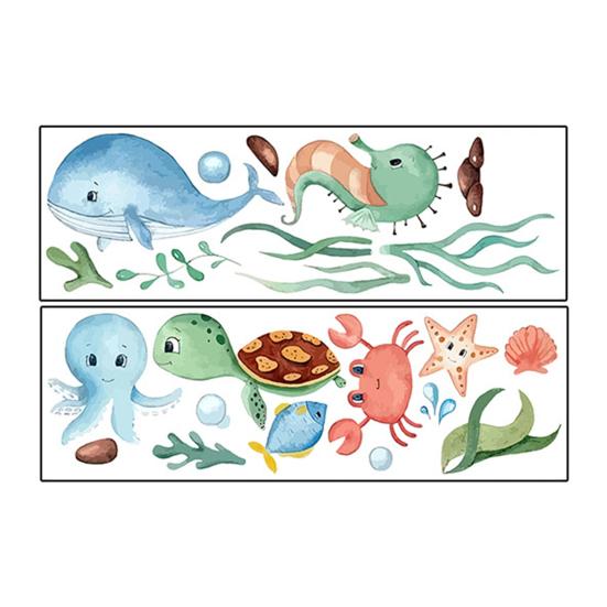 

2 Sheets Non Slip Bathtub Stickers Cute Ocean Creature Sticker Self Adhesive Bath Tub Shower Decal for Bathroom Floor Tub Decor 1 Set