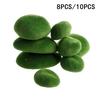 Green Moss Stones for Sustainable Home Garden Decor 8pcs/10pcs Set