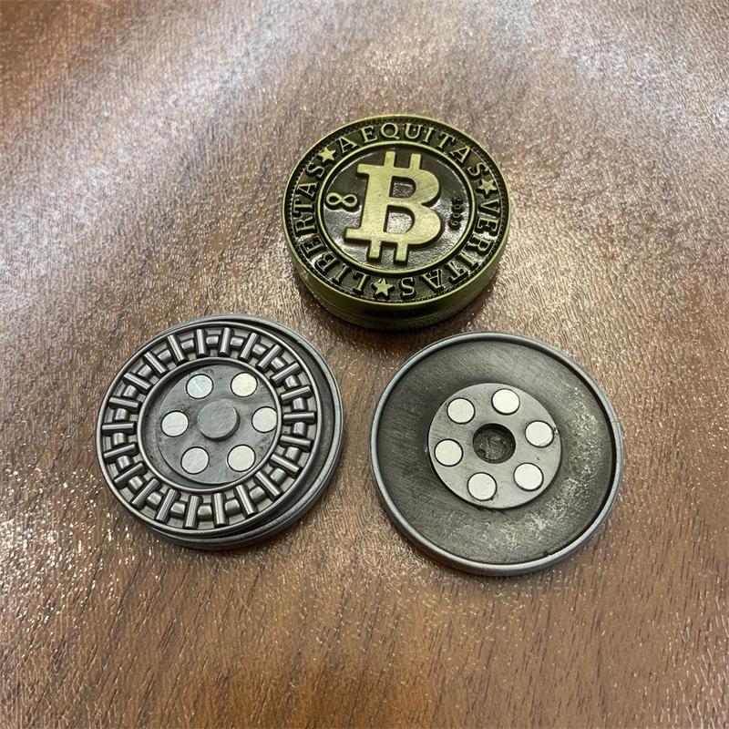 EDC Hand-Push Bitcoin Sound Coin Model: Creative Pop Toy for Stress Relief