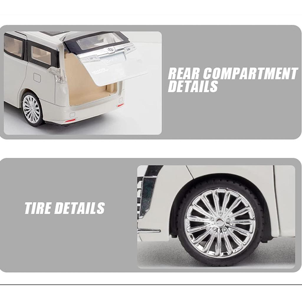 Vellfire MPV-Druckgussauto-Modellspielzeug im Maßstab 1:24, zurückziehbares Spielzeugfahrzeug mit Ton und Licht für Kinder, Kleinkinder, Jungen und Mädchen, Geschenkkollektion