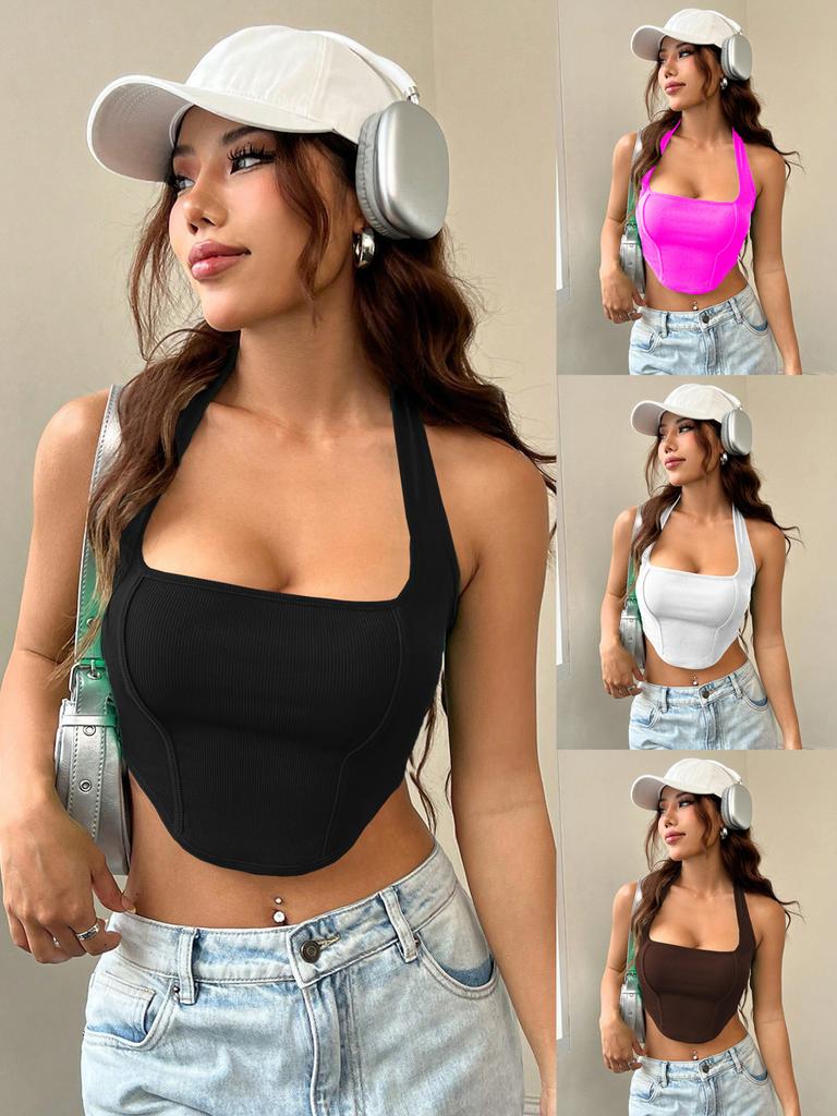New Women's Sexy Girl Fashion Cami with Asymmetrical Hem and Backless Design