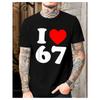 Men' Vintage 67 Number Print T-Shirt - Oversized Short Sleeve Crew Neck Top , Suitable for Summer, Machine Washable Casual Wear for Gym, Everyday