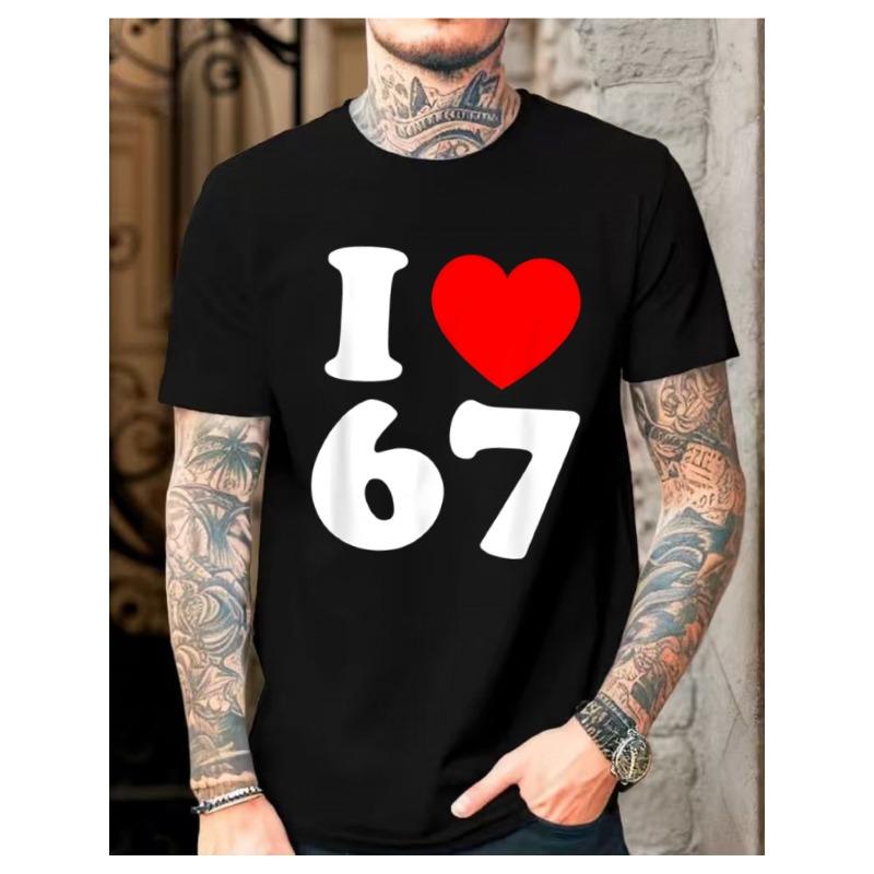 

Men Vintage 67 Number Print T-Shirt - Oversized Short Sleeve Crew Neck Top , Suitable for Summer, Machine Washable Casual Wear for Gym, Everyday 4XL чорний
