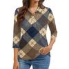 Camicia Casual da Donna con Collo a Revers, Manica Corta 3/4, Stampa, Top da Donna con Bottoni
